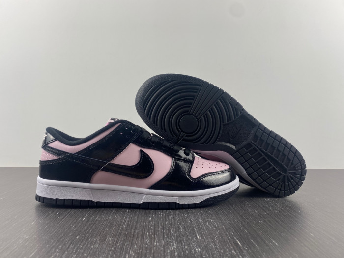 nike dunk low black patent pink dj9955-600
