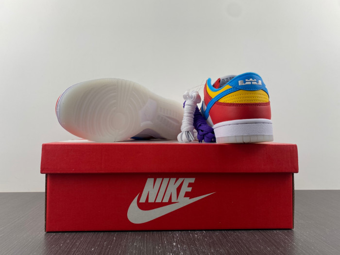 lebron james x nike dunk low fruity pebbles dh8009-600