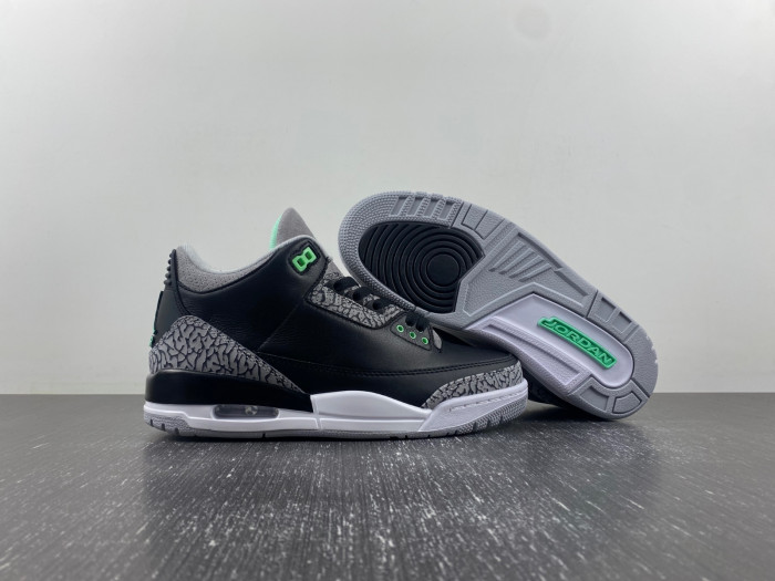 air jordan 3 "black/green glow" ct8532-031