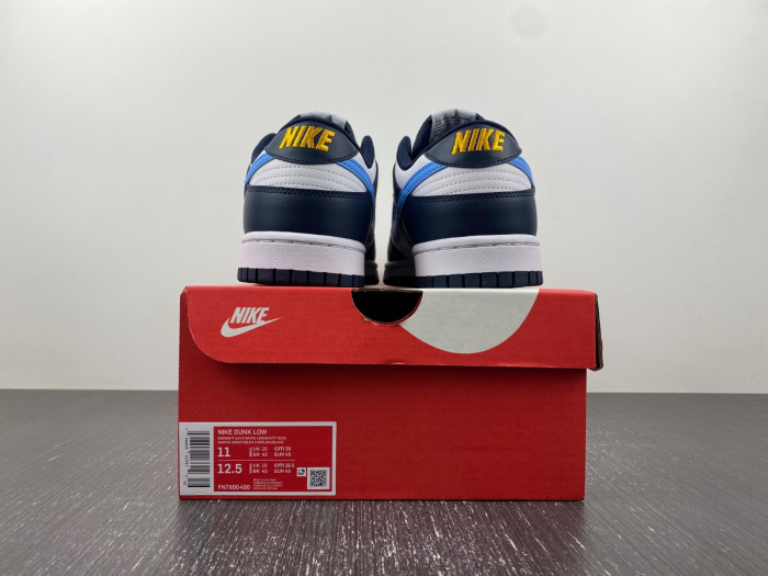 nike dunk low white navy university blue fn7800-400