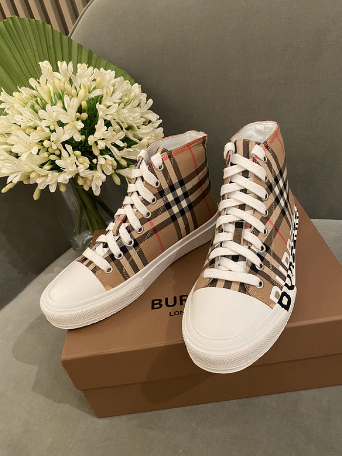 B**rry vintage check cotton high-top sneakers