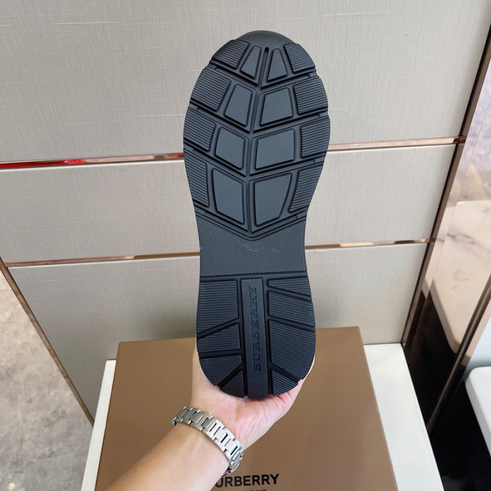 B**rry vintage check, leather and mesh sneakers