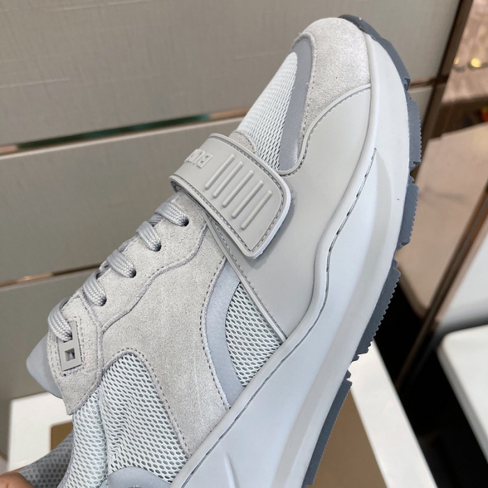 B**rry vintage check, leather and mesh sneakers