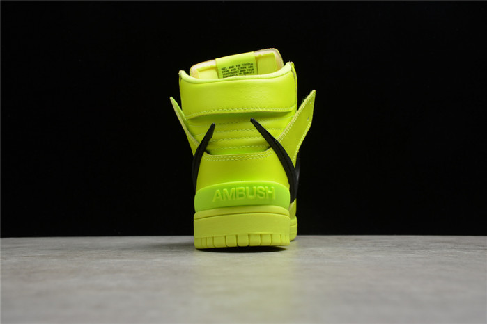 ambush x nike dunk high flash lime cu7544-300