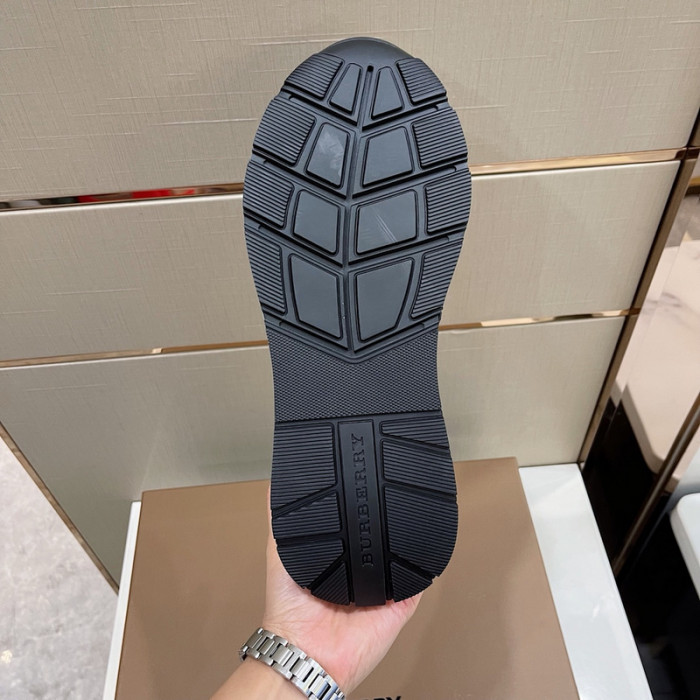 B**rry vintage check, leather and mesh sneakers